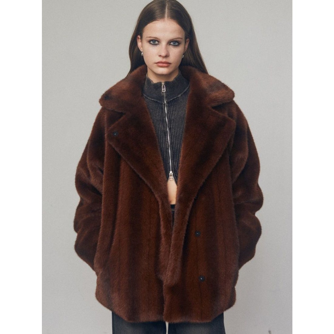 エモダ EMODA ミディフェイクファーコート （ベージュ） -ファッション