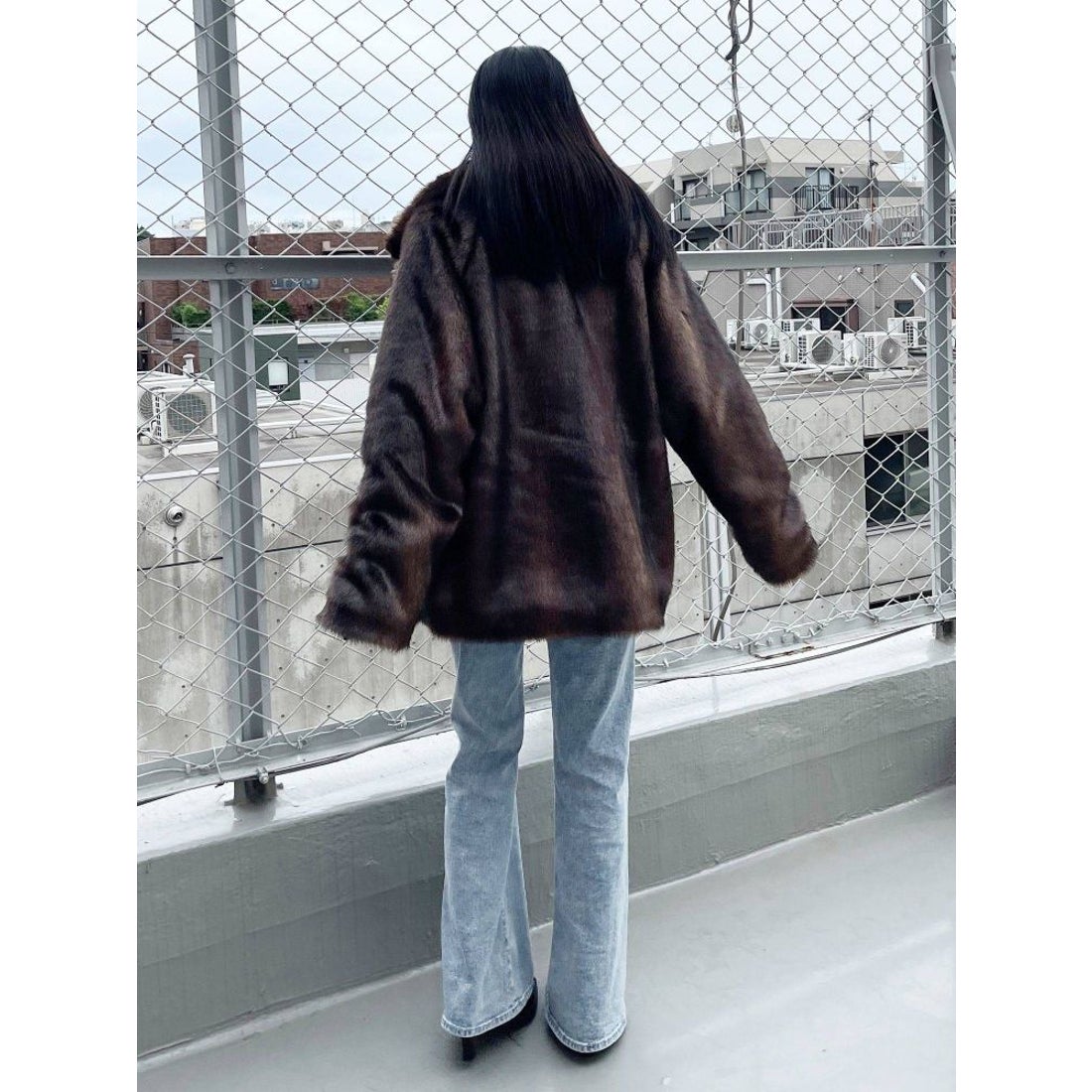 EMODA ミディフェイクファーコート（グレー） -靴＆ファッション通販