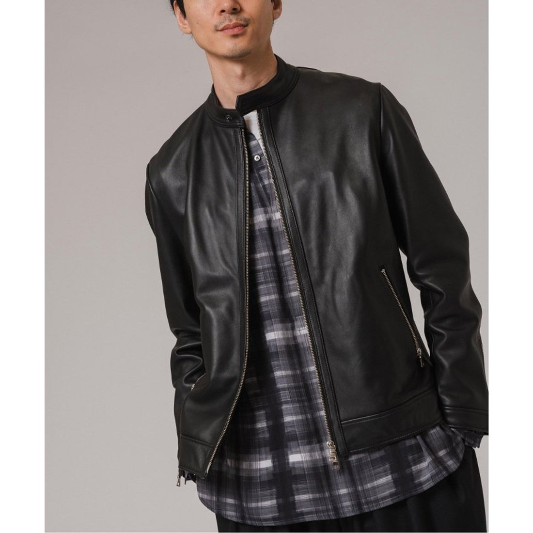 エディフィス EDIFICE ナッパレザー シングルレザーライダース