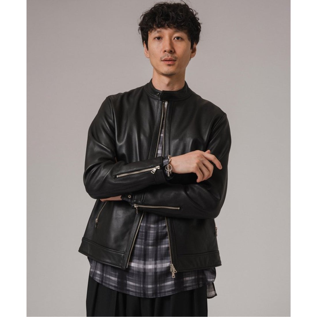 エディフィス EDIFICE ナッパレザー シングルレザーライダース