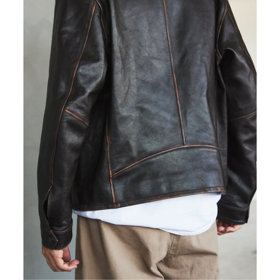 エディフィス EDIFICE ラムレザー フレンチアンティーク ライダース