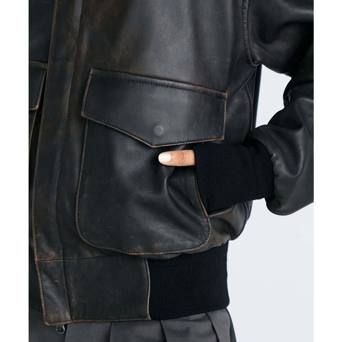 エディション Edition クラッシュレザー A－2ジャケット （49 ダーク