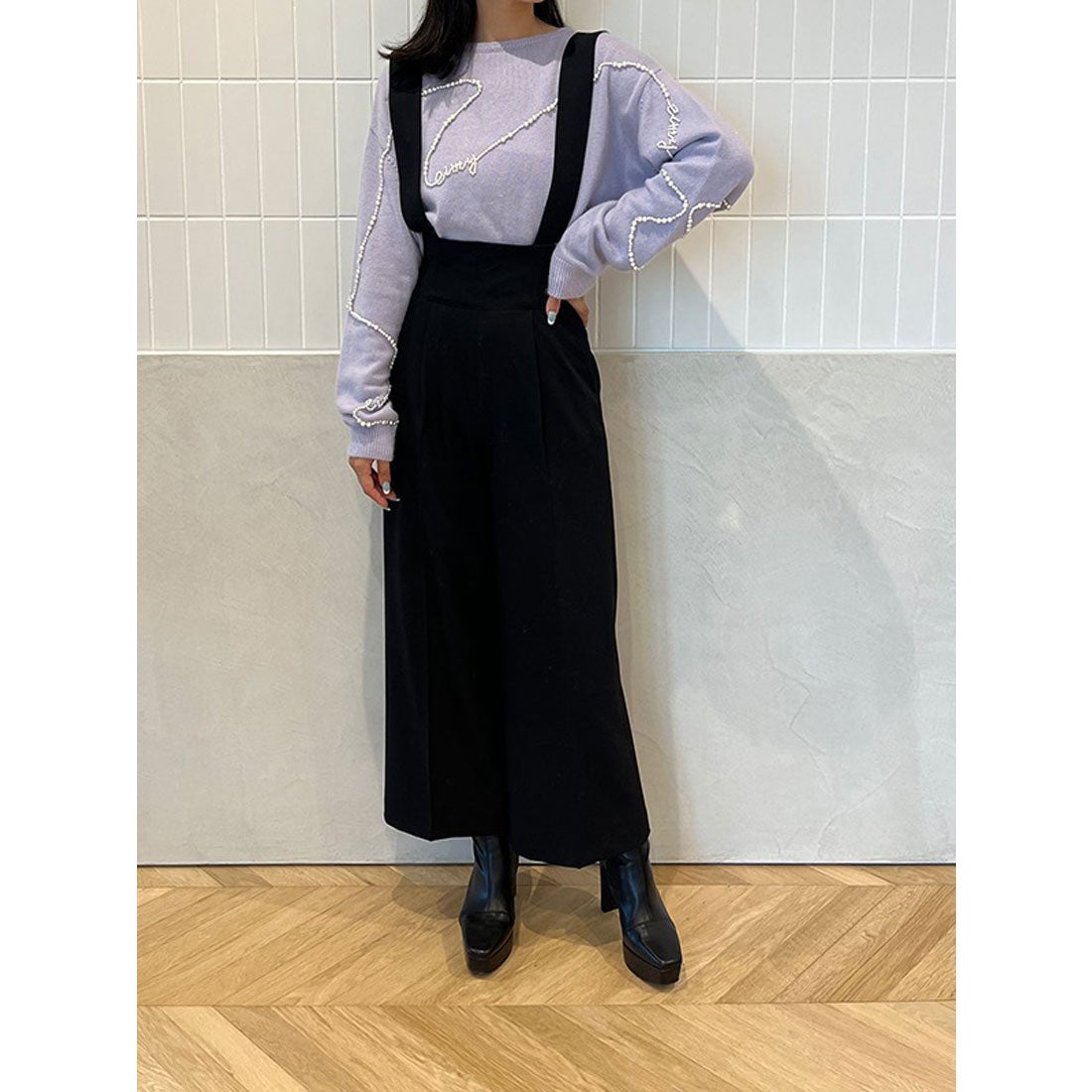 エイミーイストワール EIMY ISTOIRE サスペンダーワイドパンツ （BLACK