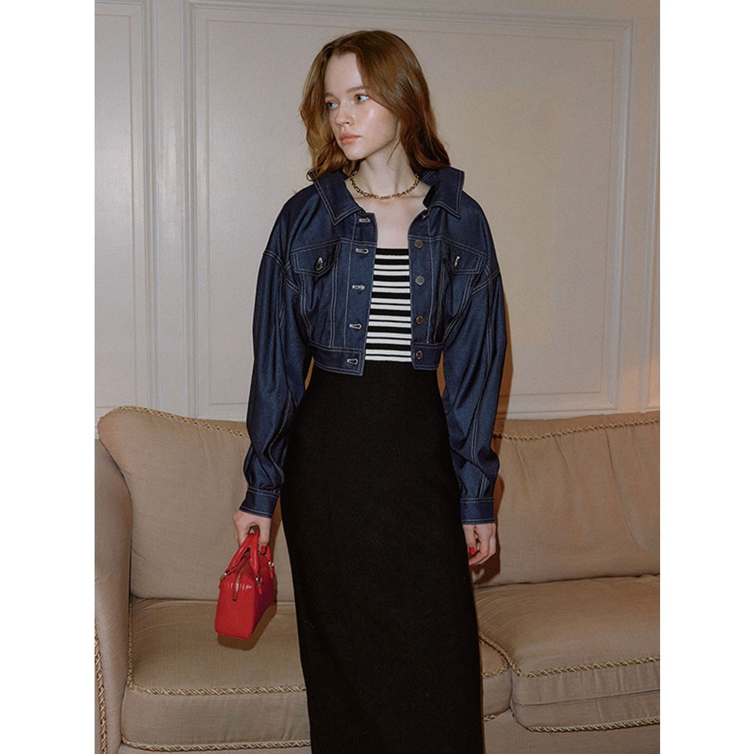 エイミーイストワール EIMY ISTOIRE デニムライクバックシャン