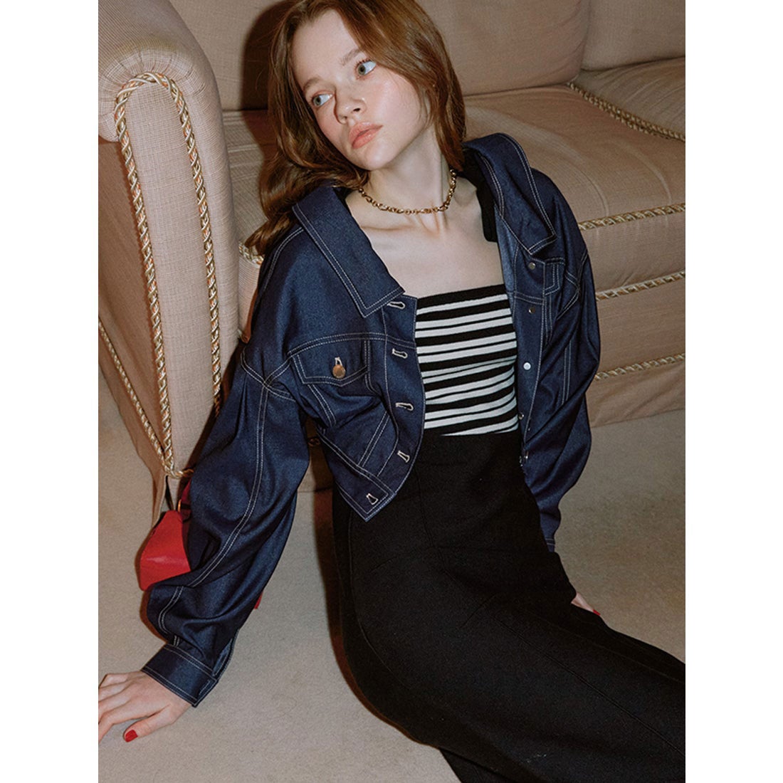エイミーイストワール EIMY ISTOIRE デニムライクバックシャン