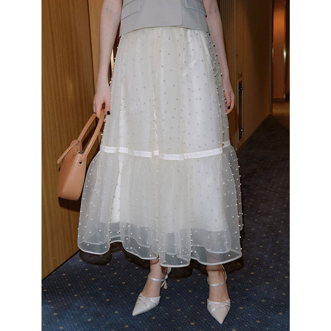 エイミーイストワール EIMY ISTOIRE パールスタッズボリュームフレア