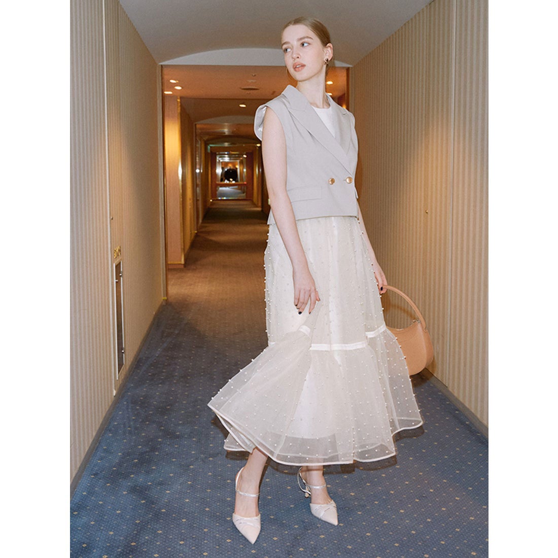 エイミーイストワール EIMY ISTOIRE パールスタッズボリュームフレア