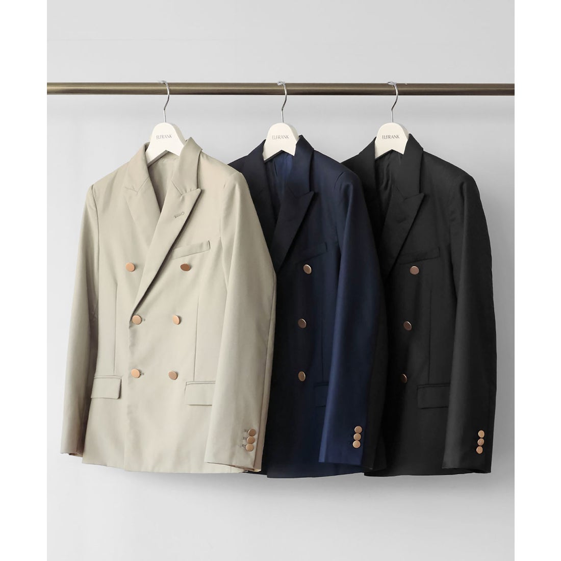 エルフランク ELFRANK 金ボタンミドル丈ダブルテーラードジャケット
