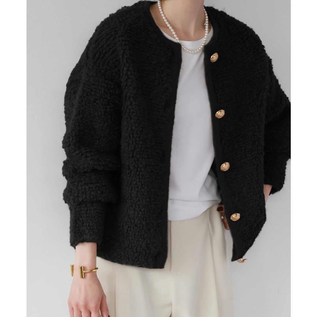 エルフランク ELFRANK ループ編みニットブルゾン/カーディガン