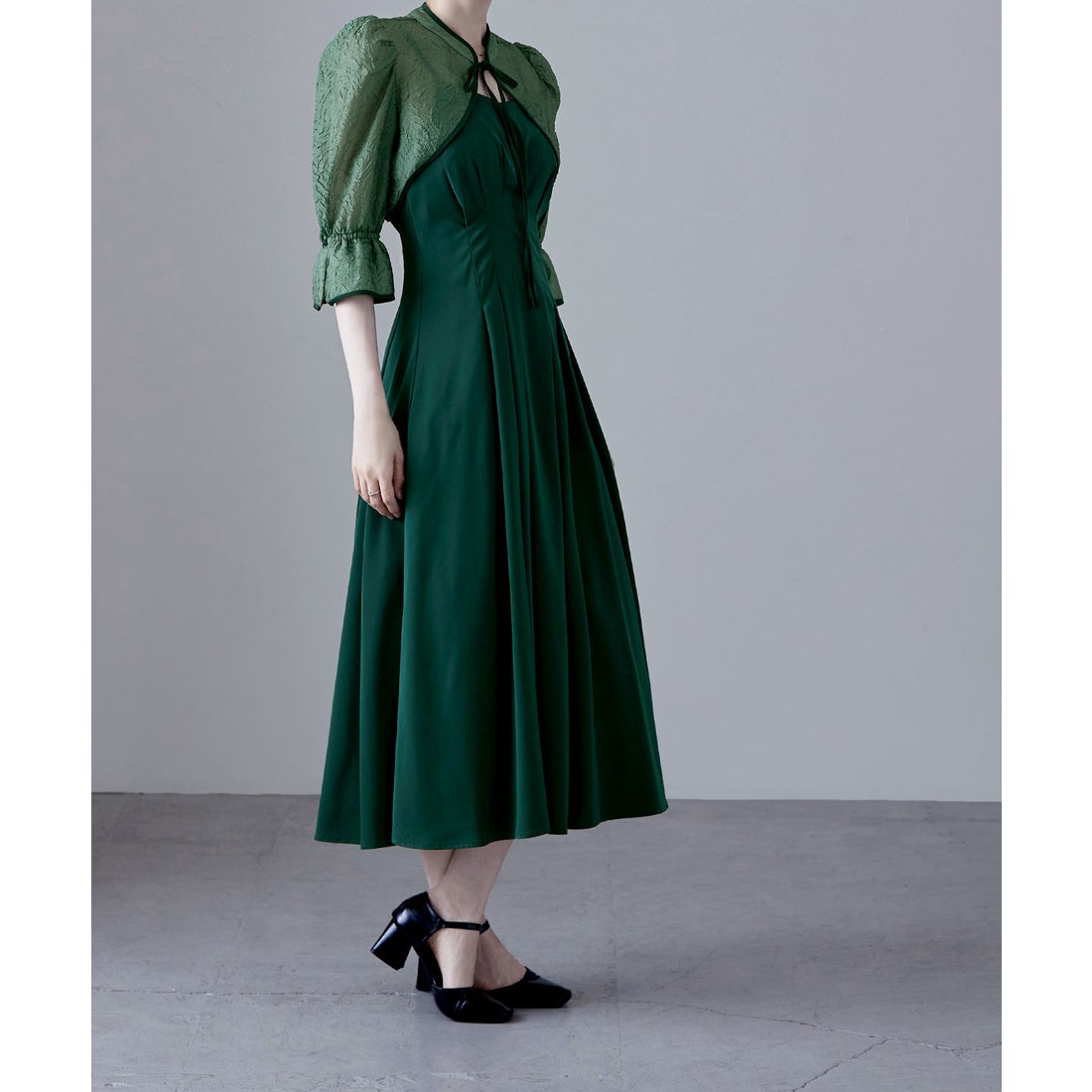 エトル etoll. ジャガードボレロ&ウエストタックボリュームドレス