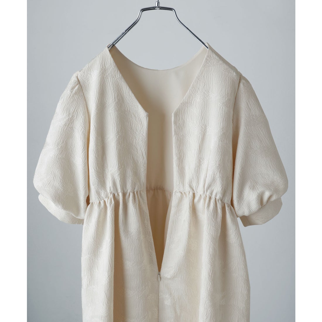 エトル etoll. ジャガードパフスリーブドレス （グリーン） -靴