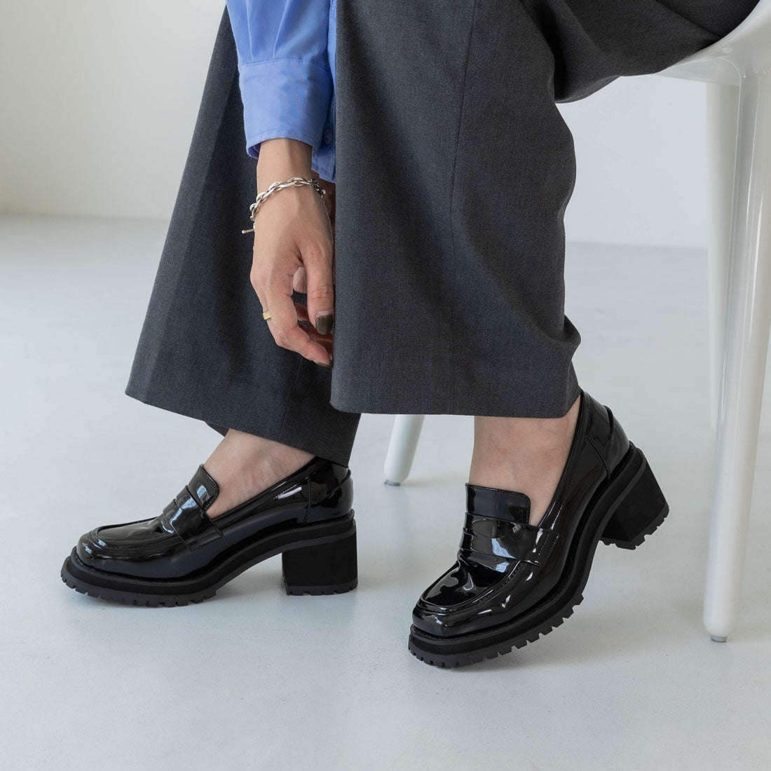 EVOL/イーボル】 【ふかふか・軽量】トラックソール6.5cmローファー