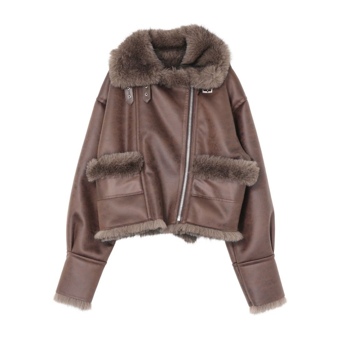 エヴリス EVRIS リバーシブルフェイクファーブルゾン （ブラウン