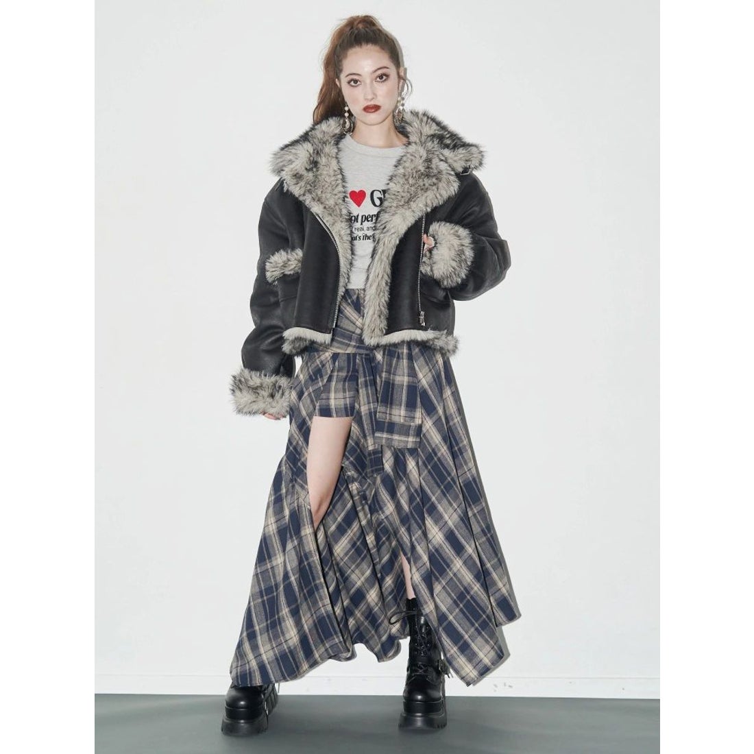 エヴリス EVRIS リバーシブルフェイクファーブルゾン （ブラウン