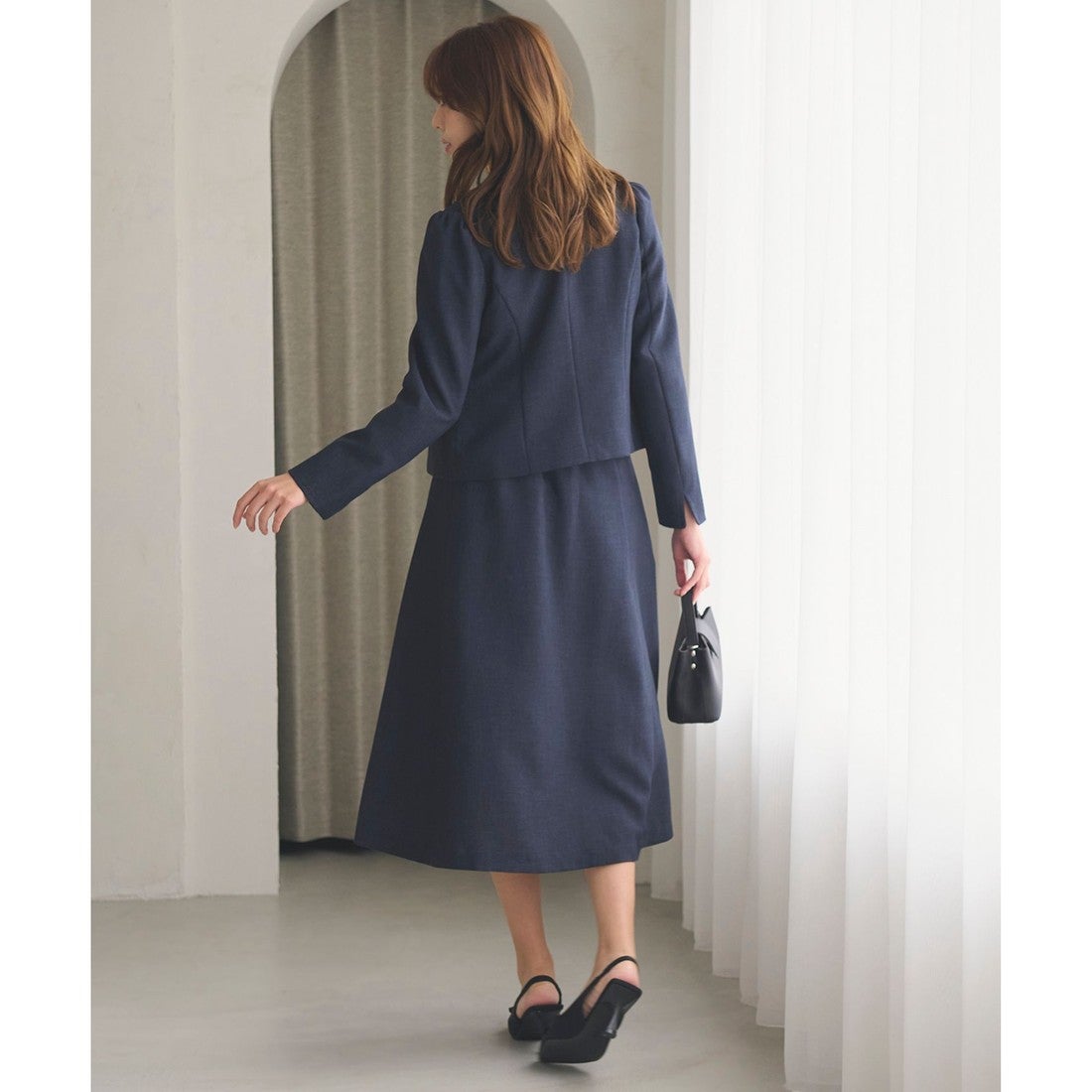 Feroux パールボタンジャケット×スカート セットアップ （ライトグレー