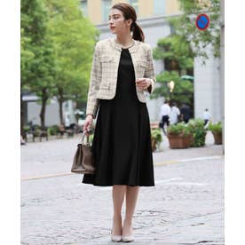 フロリア Flolia チェック柄ツイードノーカラージャケット フレア