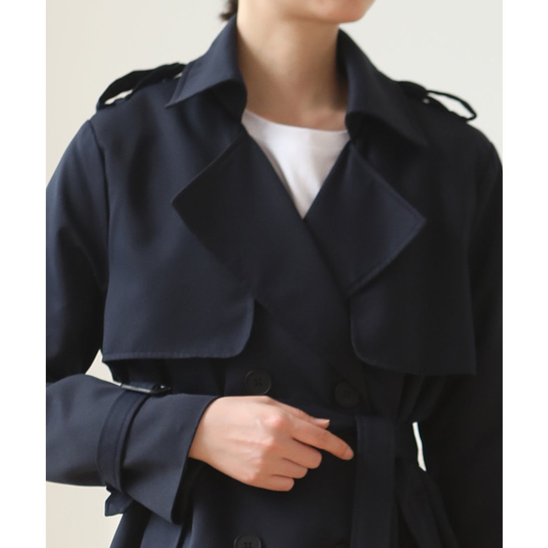 フォースメント Forcement ベルト付きトレンチコート （ネイビー） -靴