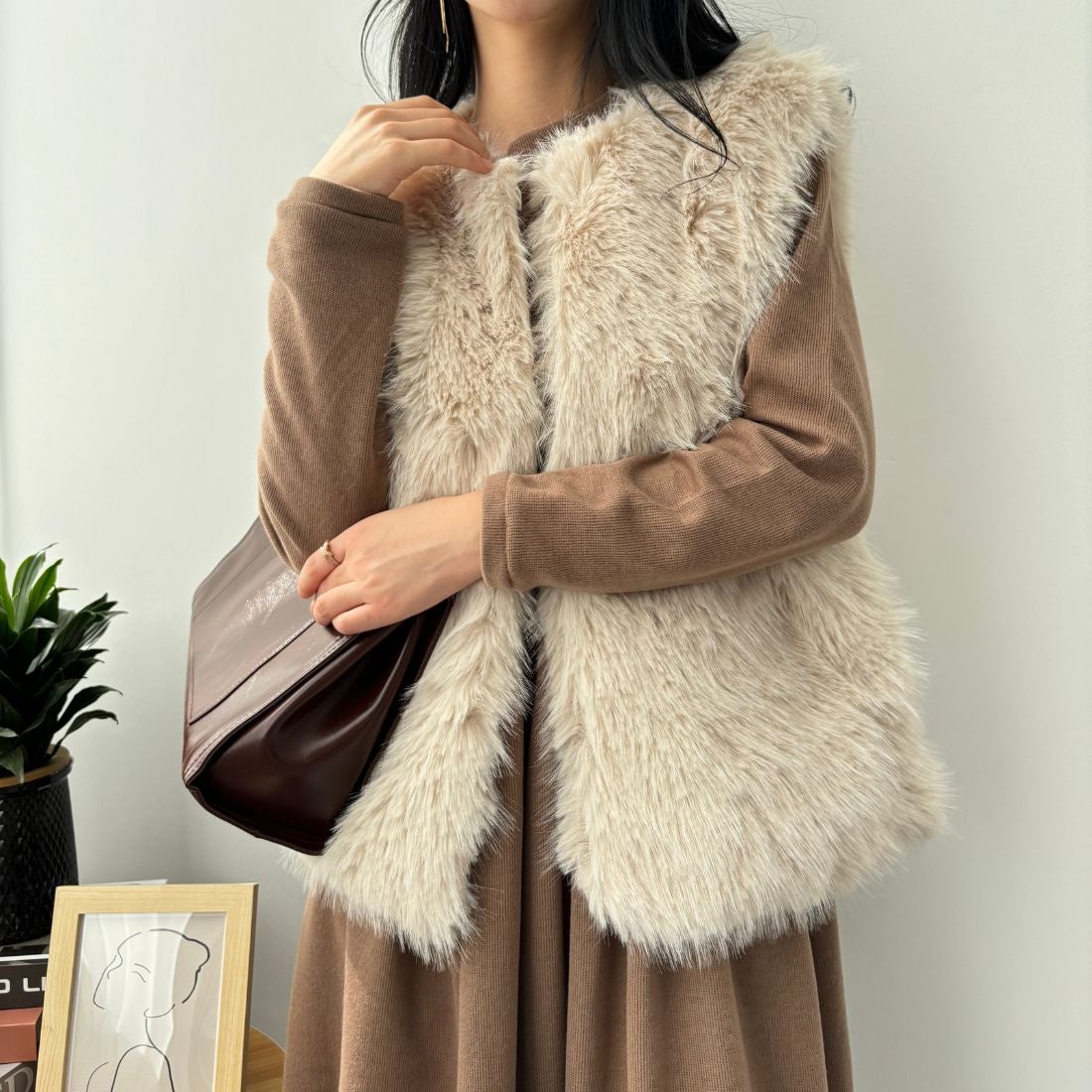 フォースメント Forcement ファーベスト （ベージュ） - ファッション