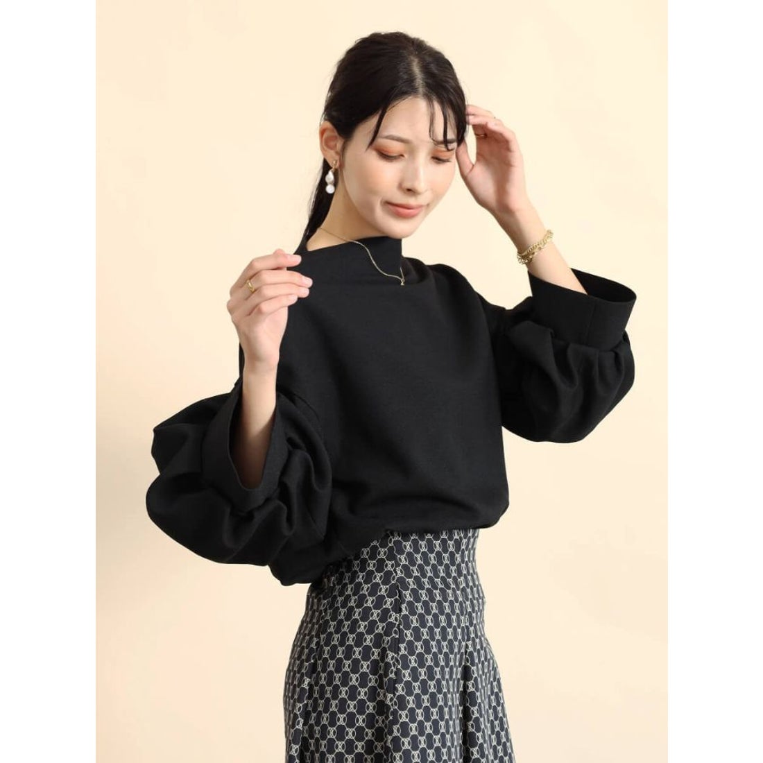 フェンネル FENNEL ボリュームスリーブブラウス （ミントグリーン