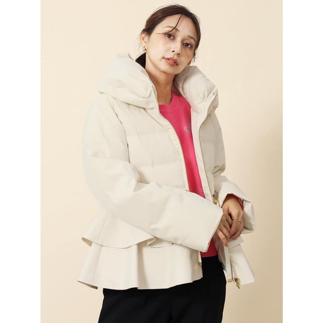 フェンネル FENNEL フレアペプラムダウンコート （チャコールグレー