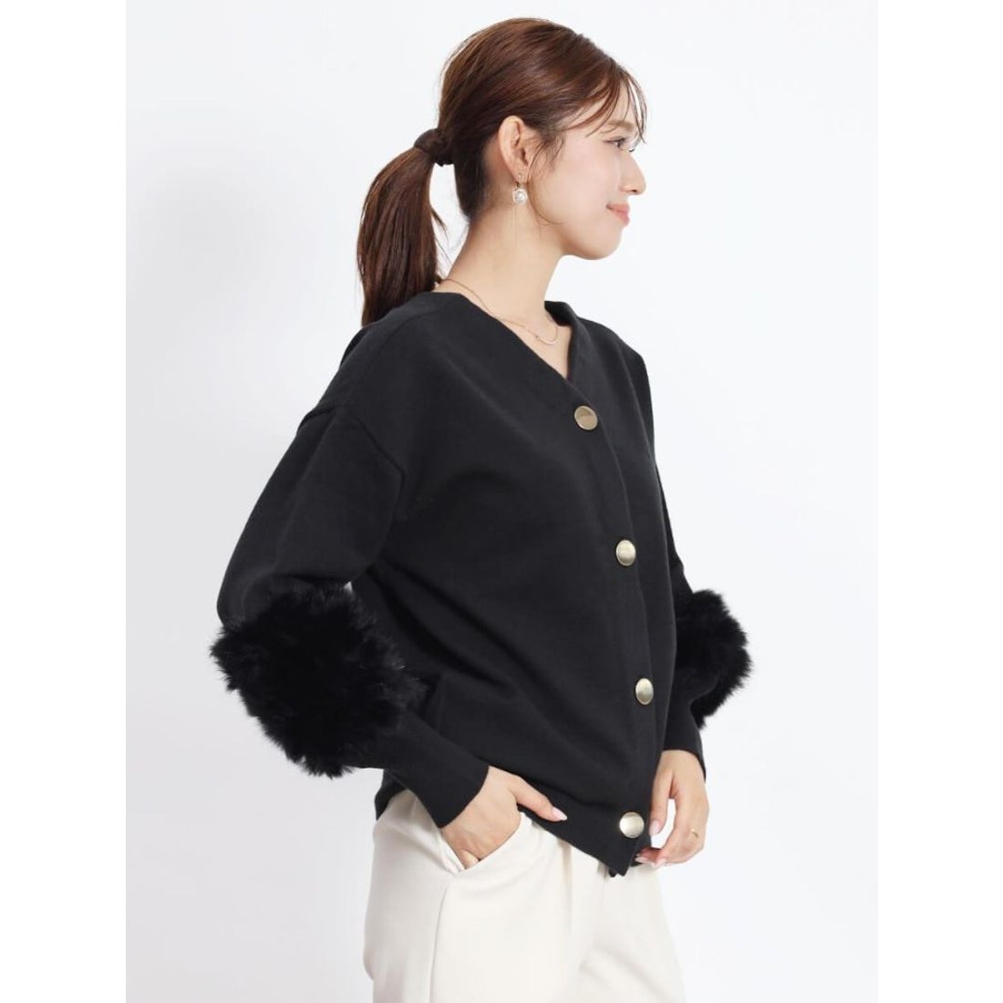 フェンネル FENNEL ラビットファースリーブ2wayニット （ロイヤル