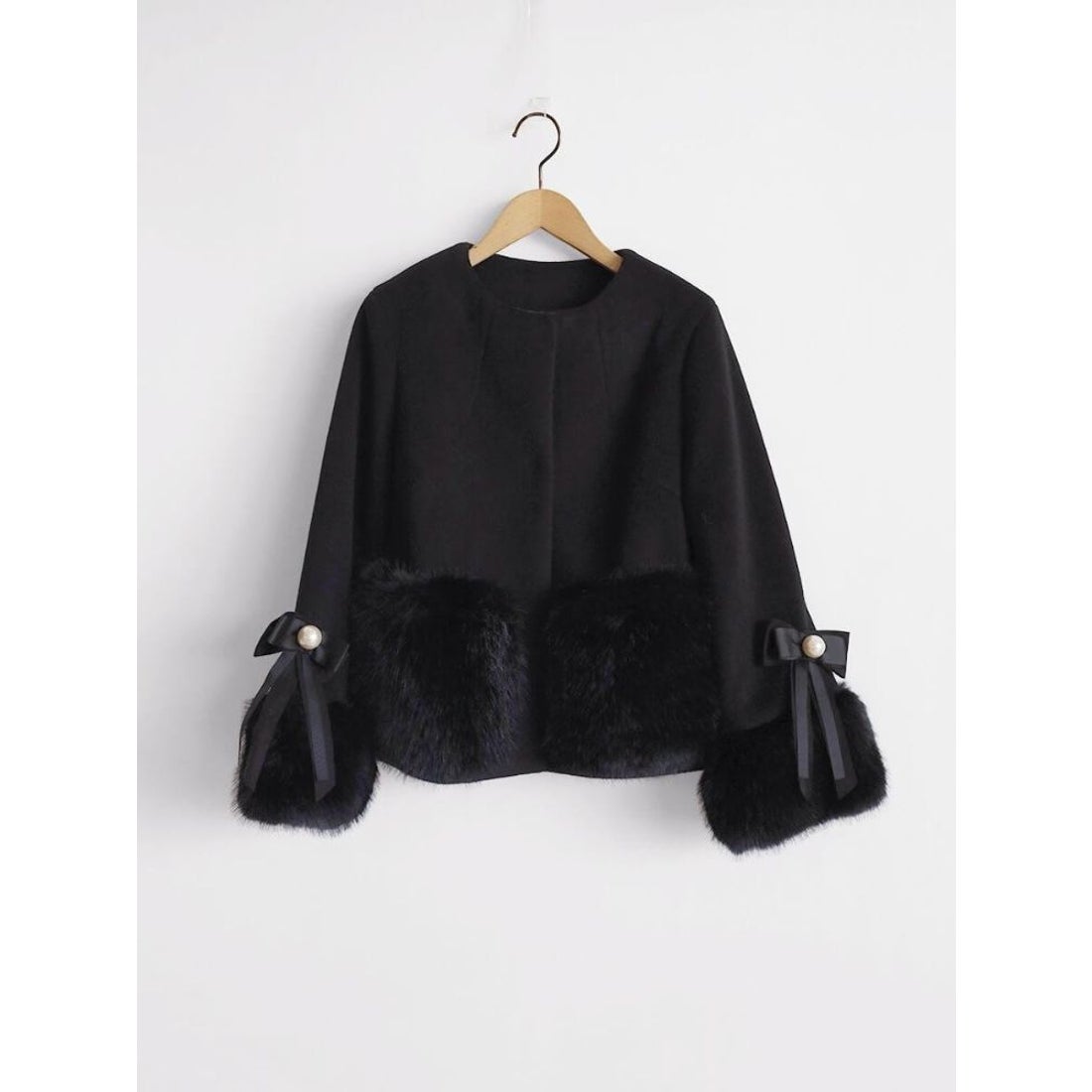 フェンネル FENNEL リボン袖ファーアクセントショートコート
