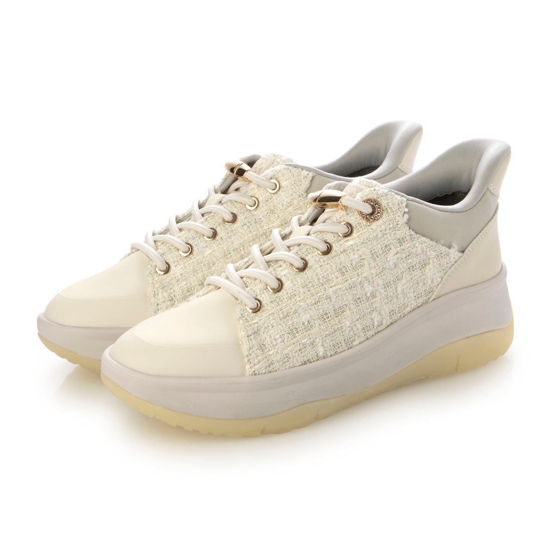 撥水ハンズフリースニーカー （ホワイト・パターン） -fitfit(フィット