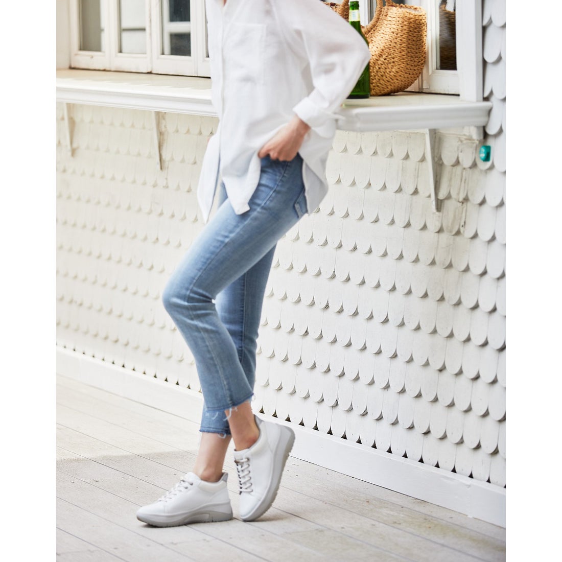 撥水ハンズフリースニーカー （ホワイト） -fitfit(フィットフィット