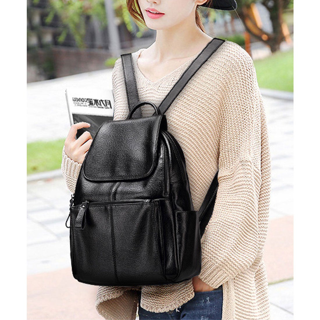 フロージュ florge 【牛革】台形フォルムのカウレザーフラップリュック