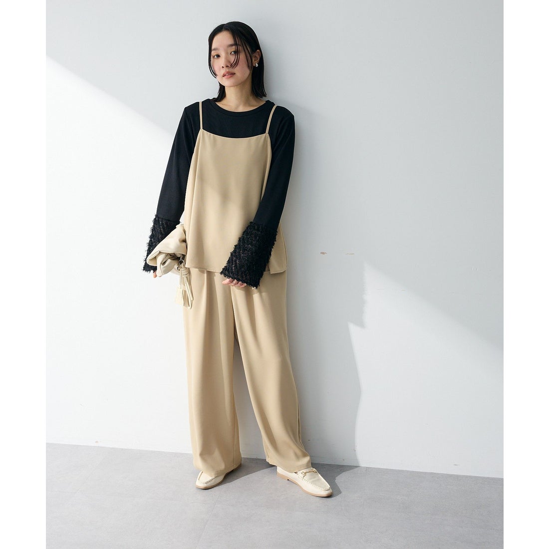 グリーン パークス Green Parks レイヤー風 サロペット （ベージュ