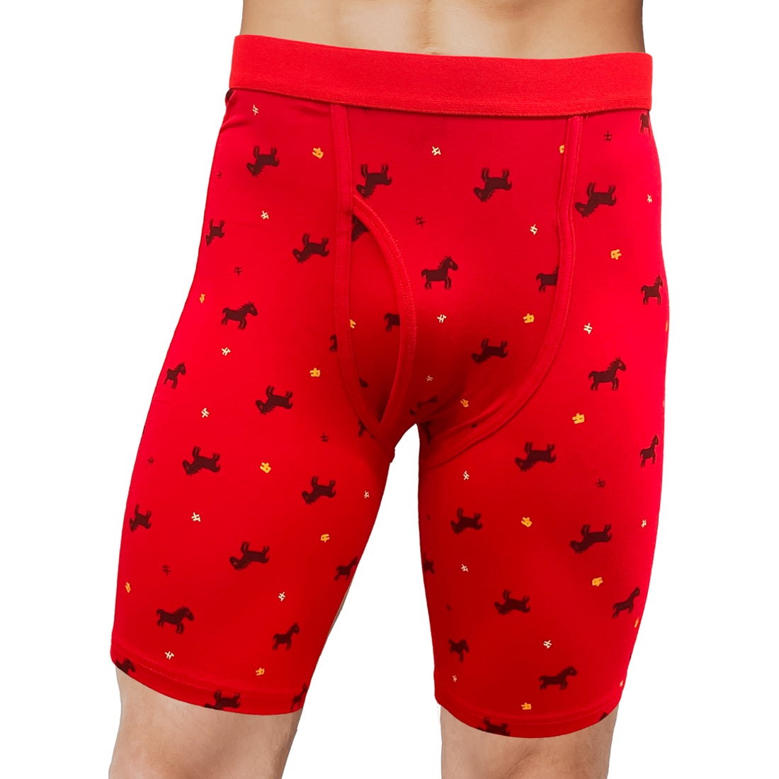 カイウンキガンパンツ 開運祈願パンツ 午柄 前開きロングボクサー