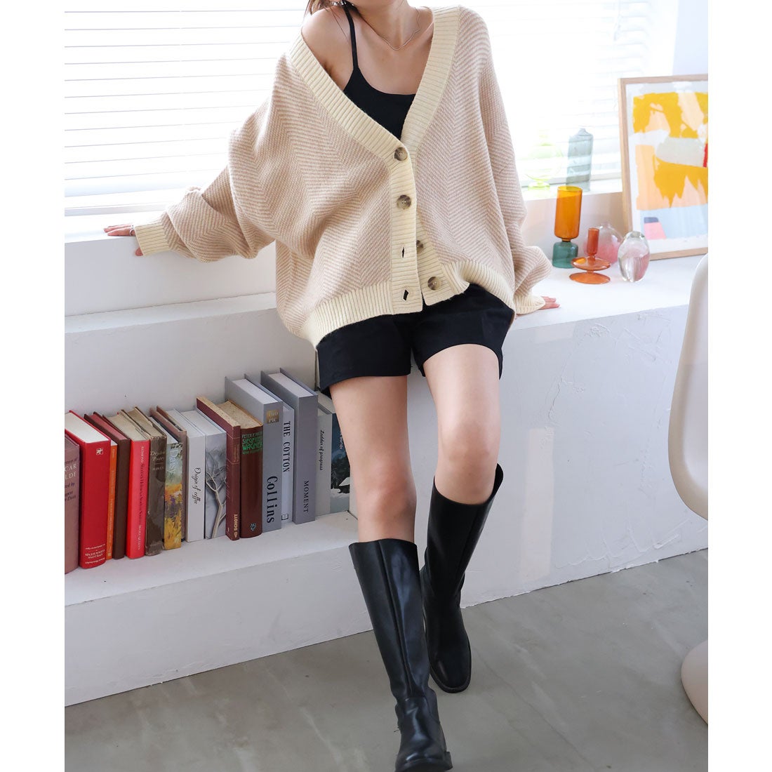 ガーリードール Girly Doll Vネックニットカーディガン （サンド