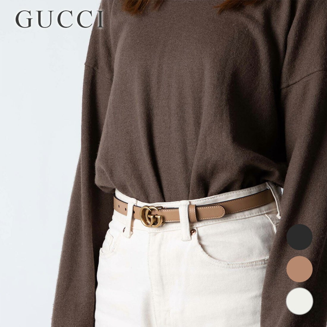 グッチ GUCCI 409417 AP00T ベルト レディース スリムベルト ダブルG
