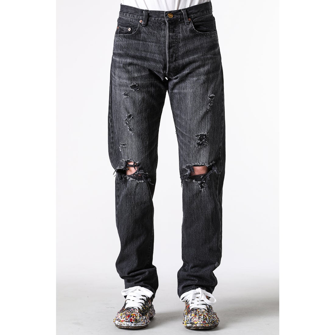 カミヤ KAMIYA Denim Straight Pants （BLACK） -FASCINATE