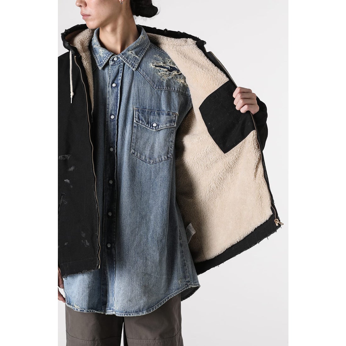 KAMIYA BORO Duck Blouson （BLACK） - Osaka / Kyoto, Ship Worldwide