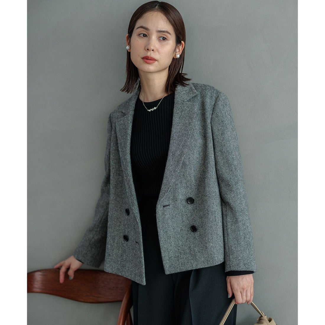 組曲 シックツイード ジャケット （ブラック系3） -靴＆ファッション