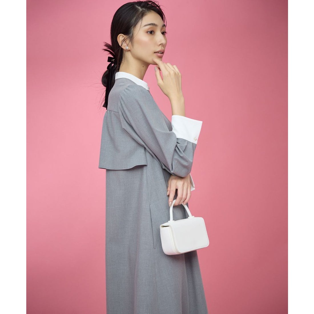 クミキョク 組曲 【KUMIKYOKU NAVY】ウーステッドライククロス シャツ