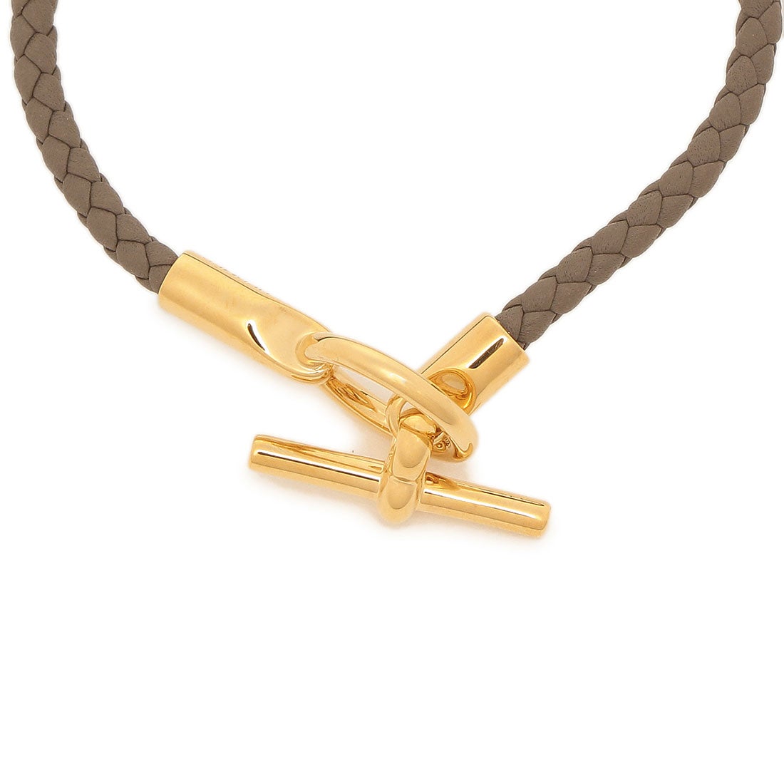 エルメス Hermes ブレスレット バングル ゴールド金具 グレー ゴールド
