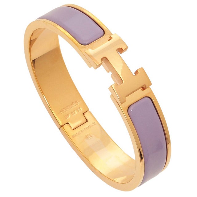 エルメス Hermes ブレスレット バングル クリックH ブラック ゴールド