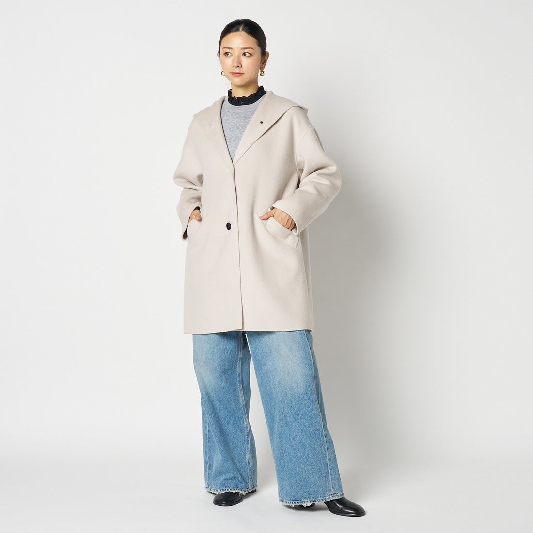 エリオポール HELIOPOLE DOUBLE FACE HOODIE COAT （ブラック