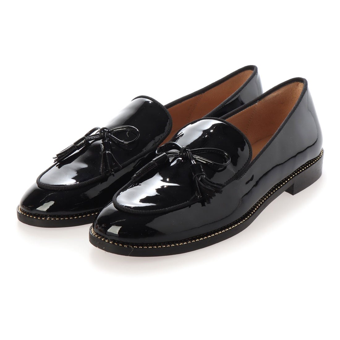 インターショシュール INTER-CHAUSSURES タッセルリボンエナメルモカ