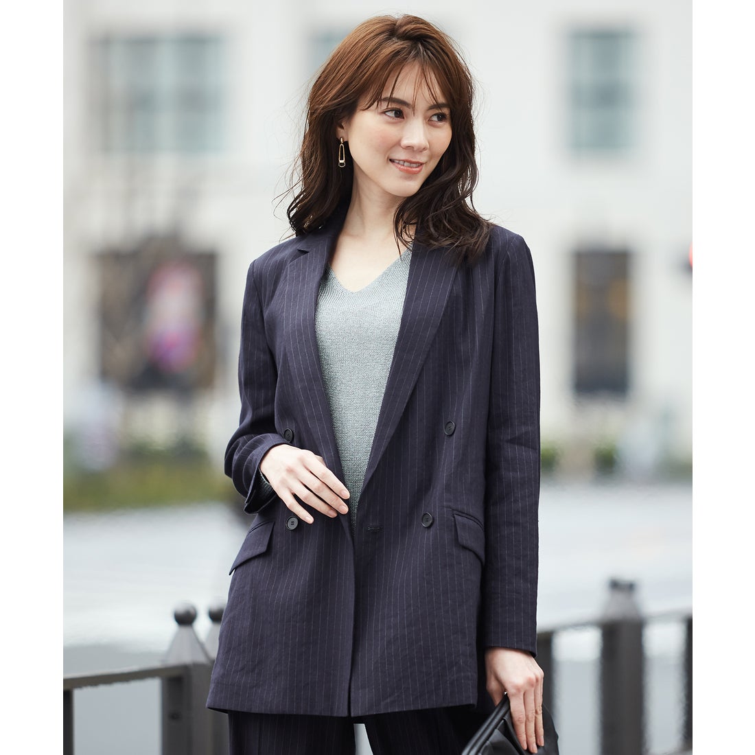 ICB LooseWeave ストライプジャケット （ネイビー系1） -靴