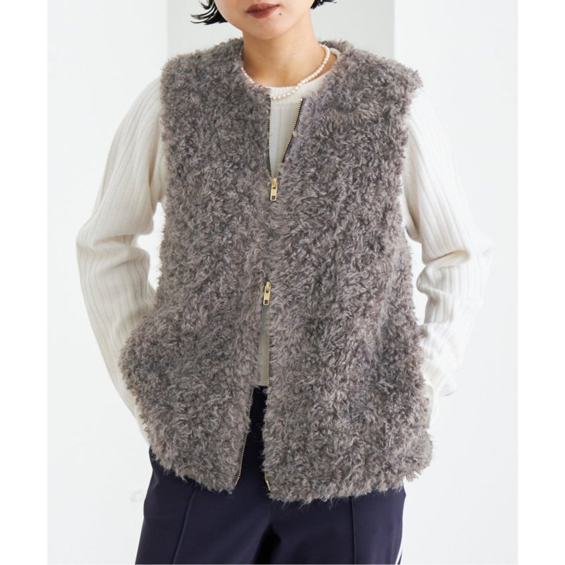 イエナ IENA 《WEB限定/追加2》フェイクファーベスト （グレー