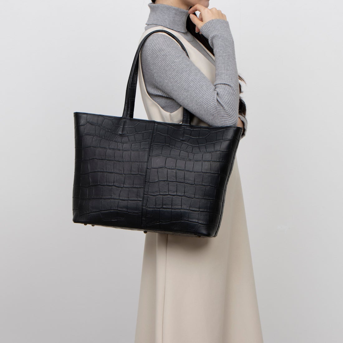 イタリコ ITALICO 日本製 クロコ型押し 牛革 国産 レザー トートバッグ