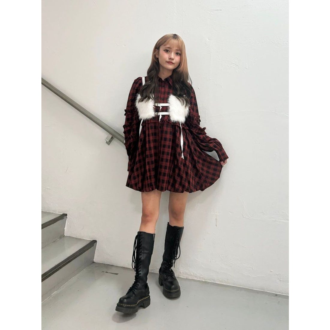 ジュエティ jouetie フリルショルダーバルーンミニワンピース （レッド