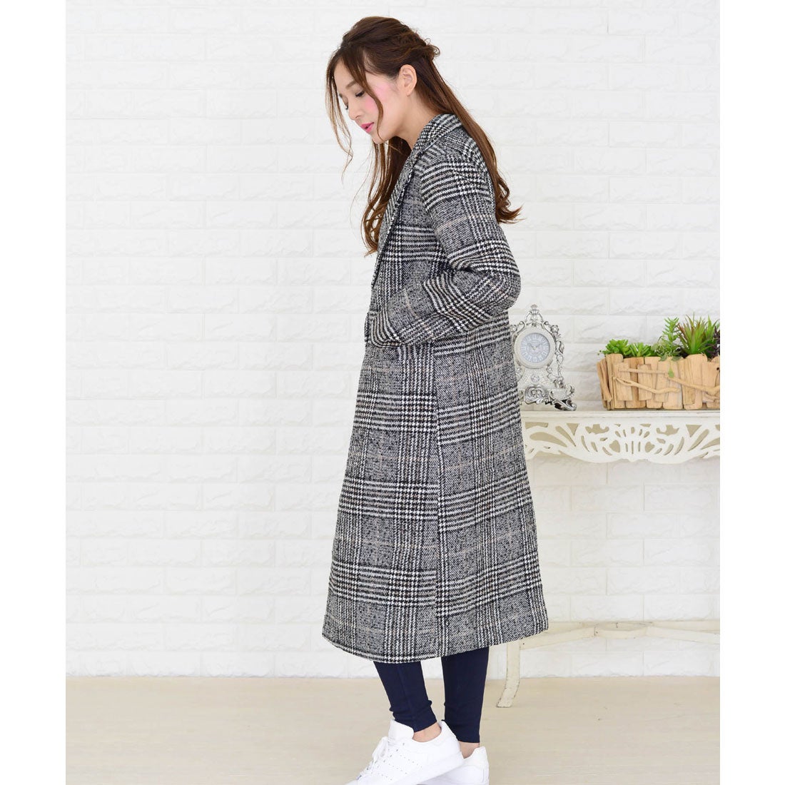レースレディース Lace Ladies グレンチェック柄ロングチェスター
