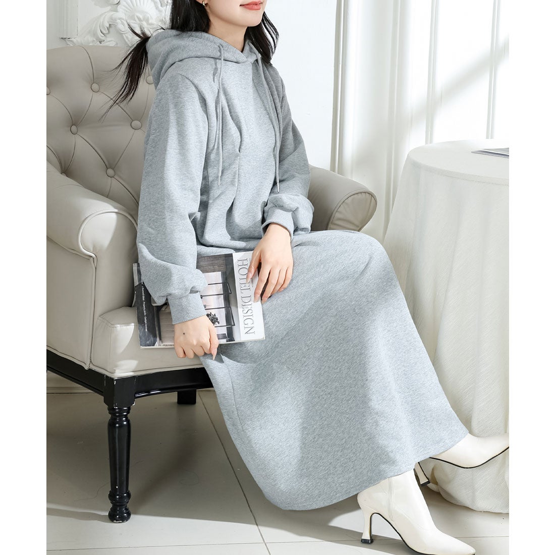 レースレディース Lace Ladies フード付き タック スウェット 長袖