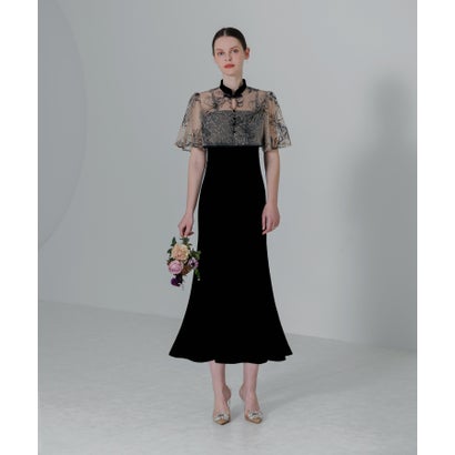 レジャ Leja 配色パイピング花柄刺繍ボレロ付きベロアマーメイドキャミ