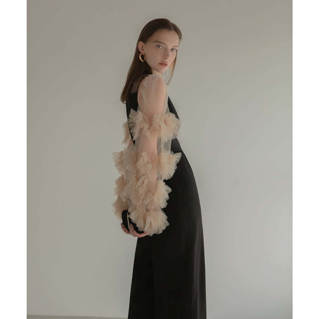 レジャ Leja ボリュームチュールスリーブオールインワンパンツドレス