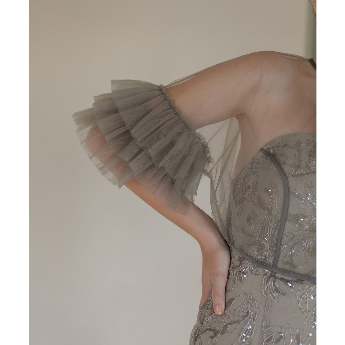 レジャ Leja チュールフリルリボンボレロスパンコール花柄刺繍ベア